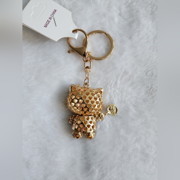 Hello Kitty Purple Movable Rhinestone Keychain Bag Charm - Picture 3 of 3